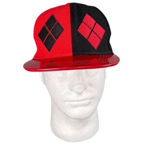 DC Comics Originals Harley Quinn Snapback Hat Red & Black Diamond Design